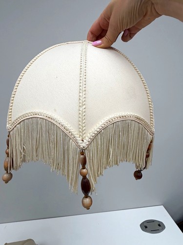 Beige fabric bell lampshade - fabric,