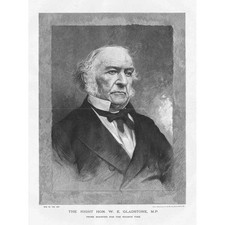 The Right Hon. William .E Gladstone British Prime Minister - Antique Print 1892