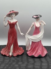 Small 135mm Coalport figurines x2 'Debutantes' Ladies 'Poppy and Gina' (H20)