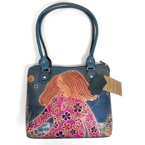 Teal leather bag - leather,