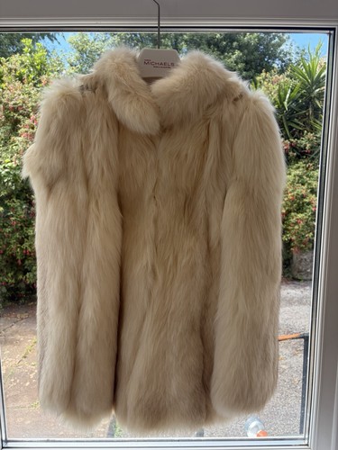 Vintage genuine white fox - white, fur