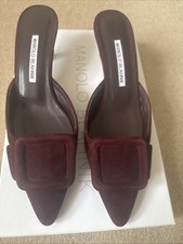 Genuine Manolo Blahnik Maysale 50 Dark Red Suede Shoes Size 4 EU37 RRP £695