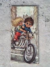 VINTAGE 1970’s CHOPPER MOTORCYCLE PRINT / BIG EYED CHILDREN  / RARE