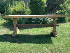 Medieval style Trestle table made using antique elm and pine reclaimed timbers