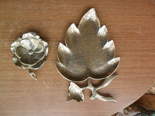 Vintage brass leaf - vintage, flower