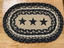 Brand New Country Style Braided Table Mat Placemat With Stars In Greys And Navy