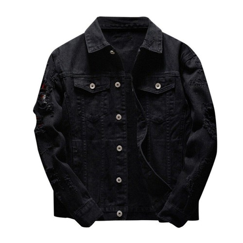 Mens denim jacket - button, hip