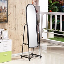 Free Standing Mirror Floor Cheval Full Length Dressing Bedroom w/ Storage Shelf