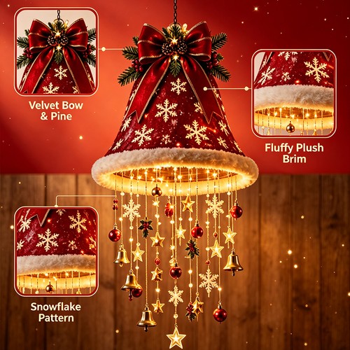 Lighted santa hat hanging - hat,