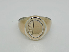 Vintage Art Deco 9ct Gold & Sterling Silver Blank Signet Mens Ring Size R