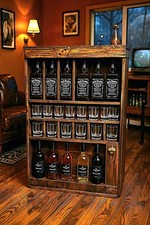 Rustic Wooden Shelves. Bottle Opener. Handmade Whisky/Drink Bottle Shelving Unit
