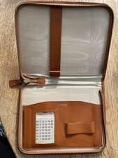 Tan Cowhide Leather Writing Case Organiser Stationery Diary Wallet Folder 