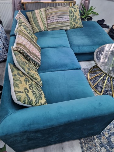 Blue velvet shaped - blue, l-shaped