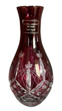 LAURA ASHLEY HOME HAND MADE BOHEMIAN STYLE CRANBERRY GLASS VASE 15cm Tall VGC 