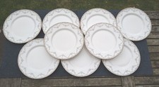 Set Of 9 Crownford Queens Bone China Garland Rose Pattern Dinner Plates 27cm Dia