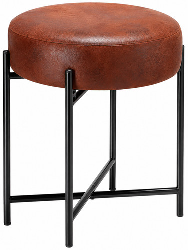 Small brown leather stool - small,