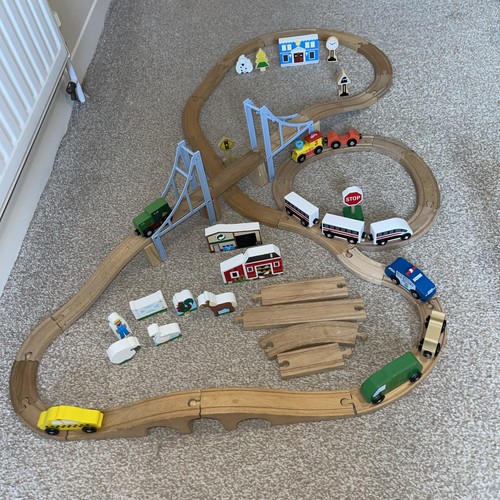 Wooden train set with - wooden,