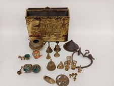 Vintage Mixed Brass and Metal Collectibles Bundle Magazine Rack Bells Kettle 6kg