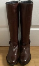 Womens Leather Brown Long Boots, medium heal, size 39 (6) by Jones The Bootmaker