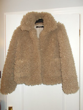 Ladies Zara curly shaggy faux Mongolian fur teddy jacket coat size XS 6/8 UK