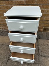 SOLID PINE CHEST OF DRAWERS (4) HAND PAINTED IN WHITE – EXCELLENT CONDITION