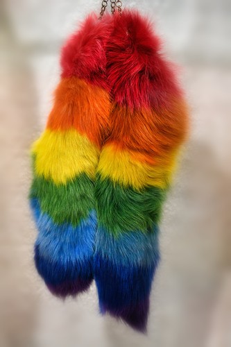 Rainbow pride fox tail fur - pride,