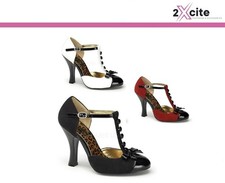 Pleaser High Heel T Bar Shoes 4" Smitten 10 Pin Up 50's 60's Retro Vintage