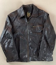 Vintage Leather Highwayman Jacket Bomber Jacket Made in England Black Size L
