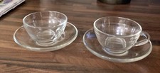 Duralex,Retro,2 X Small Glass Coffee Cups & Saucers. Great condition