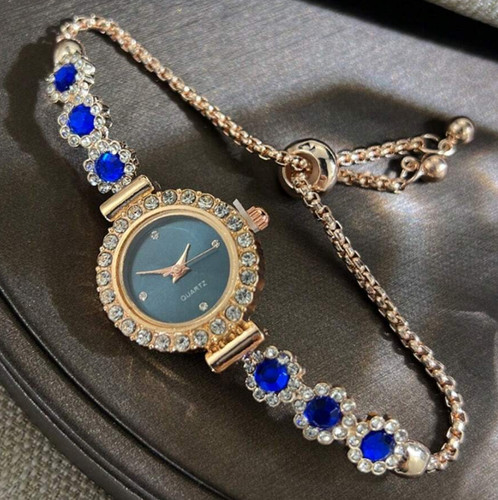 Bracelet watch blue - blue, golden