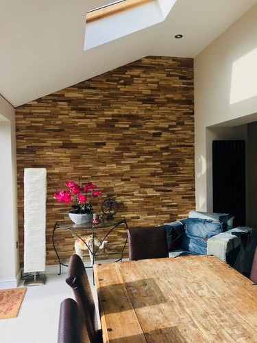 Wooden teak splitface cladding - teak,