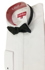  White Classic Wing Collar Dress Shirt Double Cuff Wedding/Eve 14.5" -23" NWT