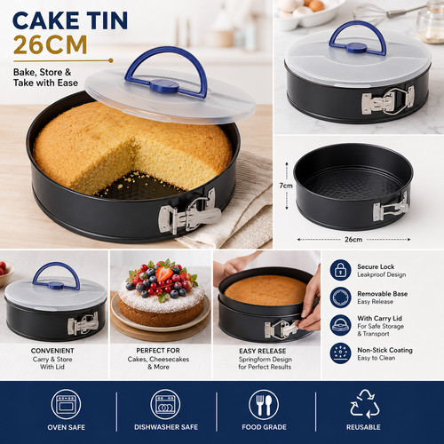 Round 26cm cake tin with - round,