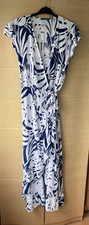 LONG, BLUE & WHITE, WRAP-OVER DRESS BY LUELLA - ONE SIZE - CHARITY SALE