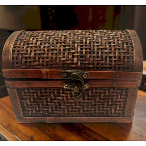 Vintage woven wicker wood - wicker,