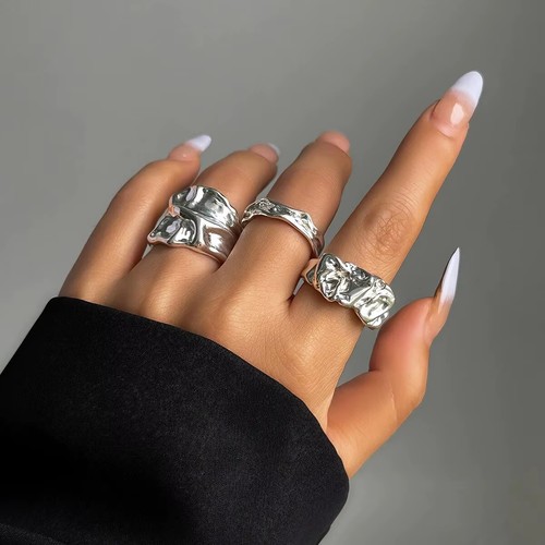 Chunky silver ring - set, for