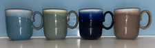 set of 4 Denby Azure Mugs Double Dip blue green grey England