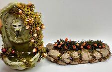 Dolls house miniature 1:12 ARTISAN wall fountain + flowerbed - garden
