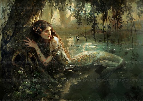 Fantasy mermaid art print - fantasy,