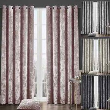 NEW Crushed Velvet Curtains with Eyelet Ring Top - Fully Lined & Ready to Hang