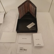 PAUL SMITH Signature Stripe Interior Billfold BLUE Aqua Leather Wallet