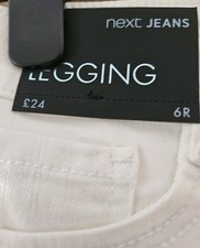 Next Women's Jeans 6R White Cotton with Elastane, New with tags RRP £24