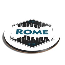 Round MDF Coaster Rome Italy Map City Travel Cityscape #59105