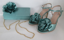 Monsson Ladies Teal Clutch Bag And Matching Sandel Shoes Floral EU 39 UK 6