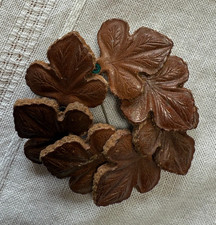 Vintage Leather Leaf Cluster Brooch