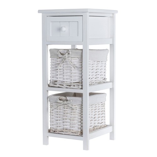 Livivo rustic white bedside - white,