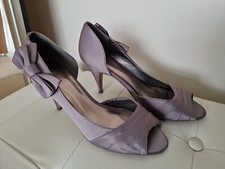 VT Collection Womens Silver Satin High Heel Shoes Size UK 6 New