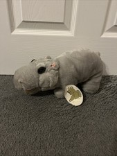Vintage Devo Teds Grey Hippo Soft Toy With Original Tag Attached