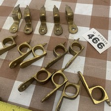 14 Antique Brass Stair Rod Brackets Clips  17mm Hole Brackets Only