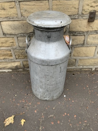 Vintage aluminum milk churn - milk,